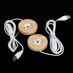 나무 LED 조명 Dispaly 기본 크리스탈 유리 수지 아트 장식 밤 램프 회전 디스플레이 스탠드