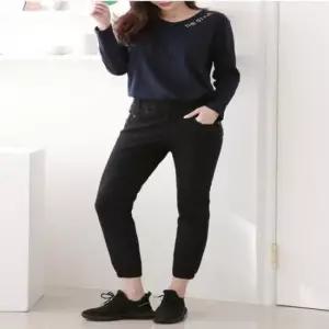 데님 조거팬츠 밴딩 바지 데일리룩 여성 진청 스판