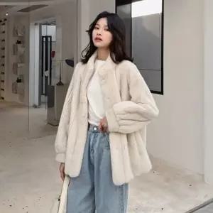친절한탄씨 여성 소프트 하프넥 루즈핏 페이크퍼 자켓 겨울점퍼 겨울자켓 겨울점퍼 20대겨울점퍼