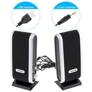 HY-218 6W USB 2.0 유선 전원 노트북 스피커 스테레오 3.5mm 오디오 잭 PC 컴퓨터 M AC 용 휴대용 시끄러