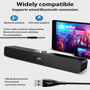 3.5mm Aux를 갖춘 컴퓨터 스피커, USB로 구동되는 소형 PC 유선 데스크탑 모니터용 사운드바