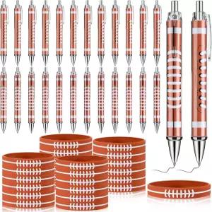 Qilery 48Pcs 스포츠 파티 볼펜 세트 및 팔찌 선물 대량 포함 24개의 펜과 실리콘 손목밴드 팬 액세서리 팀