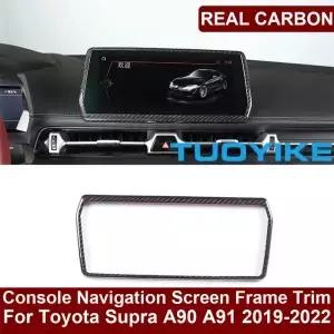 ta Supra A90 A91 201922 용 실제 건식 탄소 섬유 인테리어 콘솔 GPS 네비게이션 디스플레이 화면 프레임