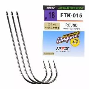 FTK 긴 생크 낚시 후크 고 탄소강 Baithook 블랙 크롬 링 해양 날카로운 가시 액세서리
