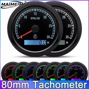80mm 타코미터 3000 3K RPM 미터 시간계 타코 게이지 미터 7색 백라이트 12V/24V 보트 자동차 트럭 오토바