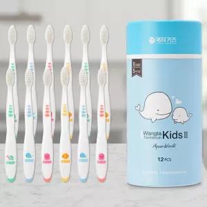왕타 아쿠아월드 2호 어린이 칫솔 혼합색상 12개입 1개