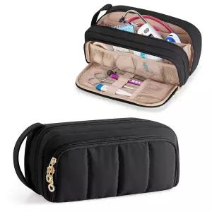 Trunab 청진기 케이스 3M Littmann/MDF/ADC와 호환 검정색 또는 BP 커프스 2개 내부 칸막이 및 추가