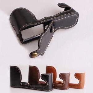 FujiFilm XM1 XA1 XA2 X-A3 카메라 하프 백 바디 세트 액세서리 배터리 오프닝과 PU 가죽 케이스 커버