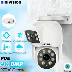 ICsee 8MP 듀얼 렌즈 돔 PTZ 카메라 WIFI+POE IP Rj45 네트워크 보안 모니터링 360 °   트래킹 홈 아웃도