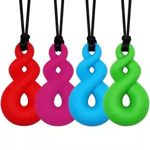 ADHD SPD 또는 특별한 필요가 있는 위한 츄 목걸이 - 소년 성인 청소년을 감각적인 실리콘 장난감 4팩
