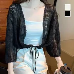 [오노마] ONM 여성 루즈핏 시스루 반크롭 밑단스트랩 7부 가디건 14930274)