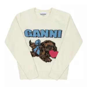 GANNI K2562 135 퍼피 로고 울 믹스 여성 니트