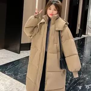 여성 4컬러 베이직 모자 롱패딩 OSM-1006306