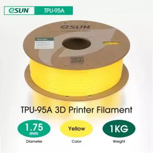 eSUN TPU 95A 필라멘트 1.75mm 유연한 3D 프린터 치수 정확도 1KG 스풀 2.2LBS 노란색