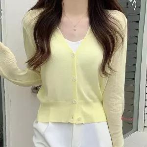 여자 5컬러 브이넥 가디건 여성 데일리 시스루 베이직 봄데일리 파스텔톤opq893
