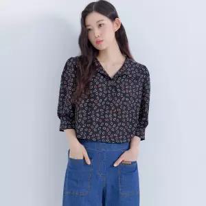 [지센] 도트 이중 와이드 카라 블라우스 LFWSO806_BK