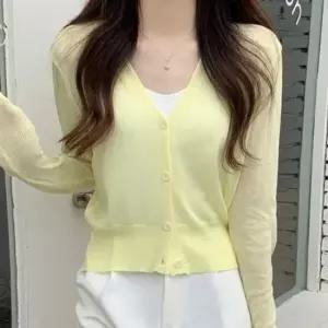 데일리 베이직 여성 5컬러 시스루 파스텔톤 가디건