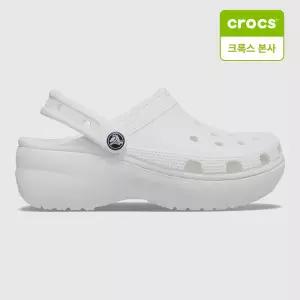 크록스 클래식 플랫폼 클로그 화이트 여성 (206750-100)