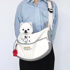 패리스독 피너츠 강아지가방 헬로 슬링백 아이보리 M 이동가방