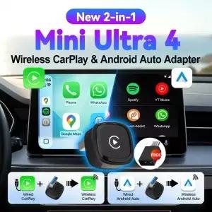 CarlinKit 5.0 미니 울트라 4 무선 CarPlay 안드로이드 오토 어댑터 플러그 앤 플레이 WiFi 블루투스 자동