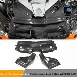 메르세데스벤츠 C 클래스 W204 C204 C63 AMG S 세단 쿠페 200820 용 드라이 카본 자동차 공기 흡입 필터