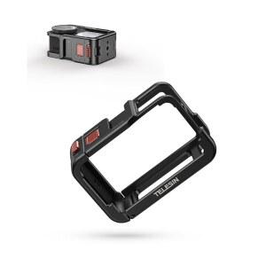 TELESIN DJI 액션 5 프로 4 퀵 케이지 셔터 버튼, /4인치) 콜드 있는 카메라 커넥터 54g 마그네틱 (카본 0.6cm(1 블랙) 스레드, 초경량 케이지, 비디오 테크 리그, 릴리즈 3용 슈가 보호