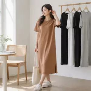 루즈핏 무지 롱 원피스 여자 데일리룩 오버핏 베이직 컬러 통원피스