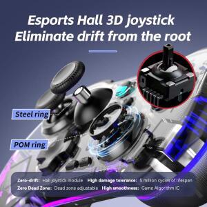 PS3 호환/PS4 호환/PC/스위치/안드로이드 호환/iOS용 Z01F 무선 게임 컨트롤러 6축 자이로 RGB 라이트가 장