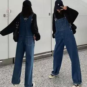 와이드핏 오버롤 여자 청바지 멜빵바지 데님