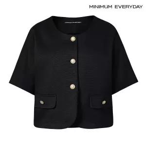 미니멈 골드 버튼 노카라 자켓 EB2JK013D