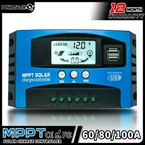 POWLSOJX MPPT 태양광 충전 컨트롤러, 듀얼 USB LCD 디스플레이, 자동 셀 패널 레귤레이터, 부하 포함, 12V