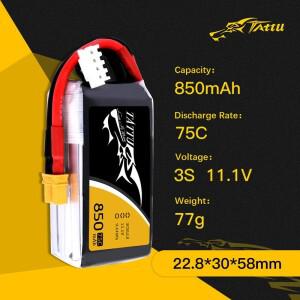 TATTU 3/4S 11.1/14.8V 850mAh 75C 리튬폴리머 배터리 RC 헬리콥터 쿼드콥터 FPV 레이싱 드론 부품용 XT30