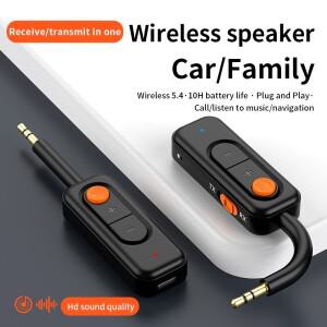 블루투스 5.4 오디오 송신기 리시버 3.5mm AUX HD Hifi 스테레오 음악 무선 어댑터, 마이크 포함, 자동차