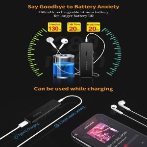 Glazata Bluetooth 5.1 오디오 수신기 휴대용 무선 어댑터 3.5mm AUX APTX 게임 음악 라이브 스트리밍을위