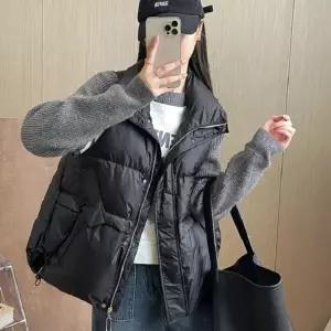 하이넥 여성조끼 경량 남자패딩조끼 패딩조끼 루즈핏스트링패딩조끼