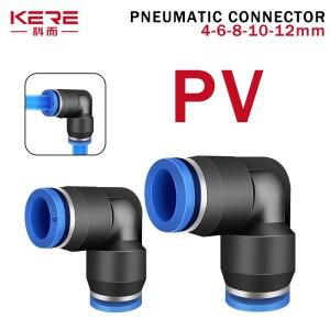 공압 퀵 피팅 PV 90 도 엘보 플라스틱, 공기 부품 파이프, 푸시 인 워터 커넥터, 2 웨이, 4mm, 10mm, 20 개