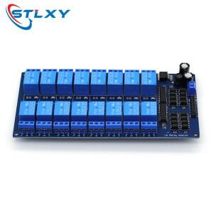 16 채널 릴레이 실드 모듈 DC 5V 12V 옵토 커플러 LM2576 마이크로 컨트롤러 인터페이스 Arduino DIY 키트