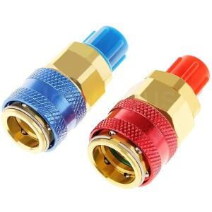 2개세트 프레온 R134A H/L 자동 퀵 커플러 커넥터 황동 어댑터 컨 냉매 조정 가능한 AC 매니폴드 게이지