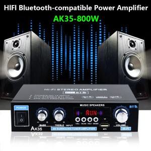 AK35 800W 가정용 전력 증폭기 2 채널 Bluetooth 5.0 서라운드 사운드 FM USB 원격 제어 미니 HIFI 디지털