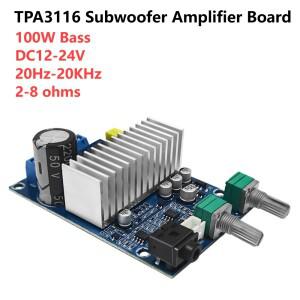 DC12V-24V 디지털 오디오 증폭기, TPA3116 서브우퍼 앰프 보드, 미니 100W 베이스 출력 파워