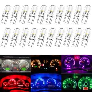 10/20PCS  T5 LED W3W W1.2W 74 286 슈퍼 밝은 cob 조명 웨지 대시 보드 게이지 자동차 경고 표시기 계기판