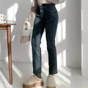 여자 FW 스트레이트진 스판청바지 기모데님 팬츠_6