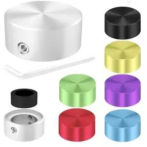 DaierTek 7PCS 풋스위치 토퍼 고무 삽입 페달 버튼이 있는 금속 풋 기타 효과 캡 실버