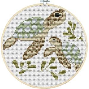 Awesocrafts 크로스 스티치 키트 작은 거북이 엄마를 찾습니다 11CT 스탬프 패턴 쉬운 자수 바늘 제작 용품 (거북이)