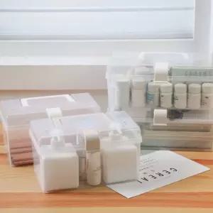 투명 사각 손잡이 플라스틱 케이스 통 정리함 소품 박스 수납 문구 보관 PP PET 정리