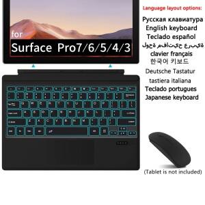 Funda for Microsoft Surface Pro 7 6 5 4 3  스페인어 포르투갈어 기술어 이탈리아어 키보드 백라이트 터