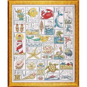 토빈 14 카운트 오션 ABC 크로스 스티치 키트, 16 x 20 인치, 