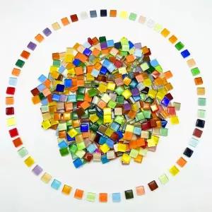 500G 1.1LB 벌크 크리스탈 모자이크 타일 다양한 색상의 불투명 유리 공예품 DIY 픽처 코스터 가정용 주방
