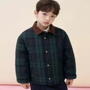 빈폴 키즈 BEANPOLEKIDS1 클래식 체크 패딩 점퍼 그린 BI6138U03M