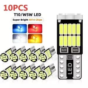 1/2/6/10개 T10 W5W 194 501 자동차 LED 전구 캔버스 무오류 실내등 26 SMD 4014 칩 순백색 계기등 B